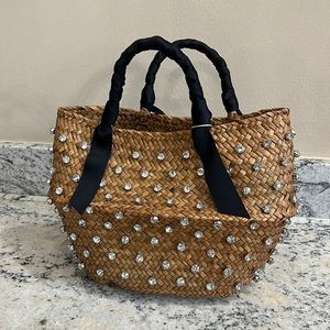 Embellished Straw Bag
